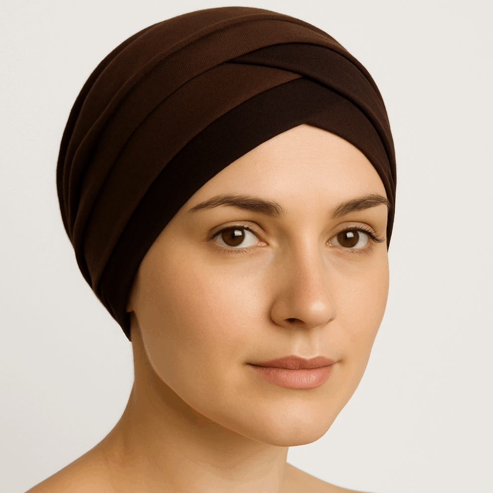 Bonnet Croisé Uni – Marron