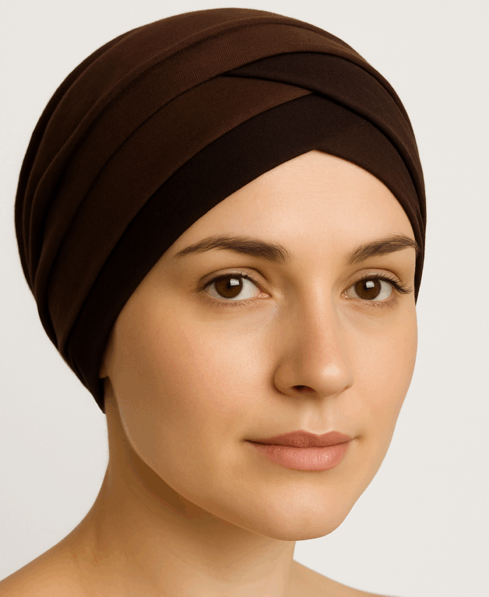 Bonnet Croisé Uni – Marron