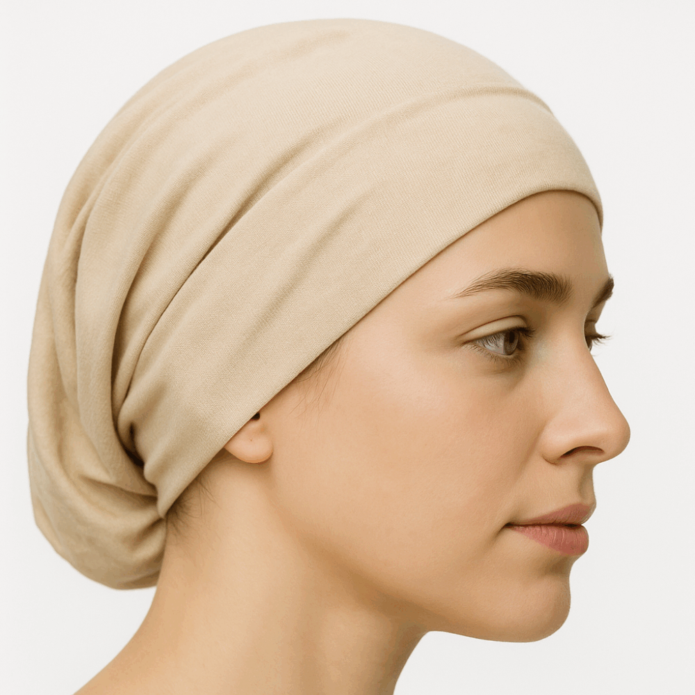 Bonnet Croisé Uni – Beige – Image 2