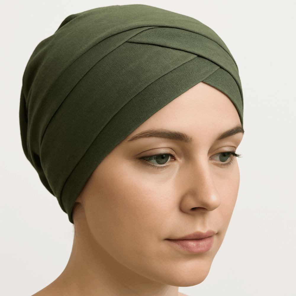Bonnet Croisé Uni – Kaki