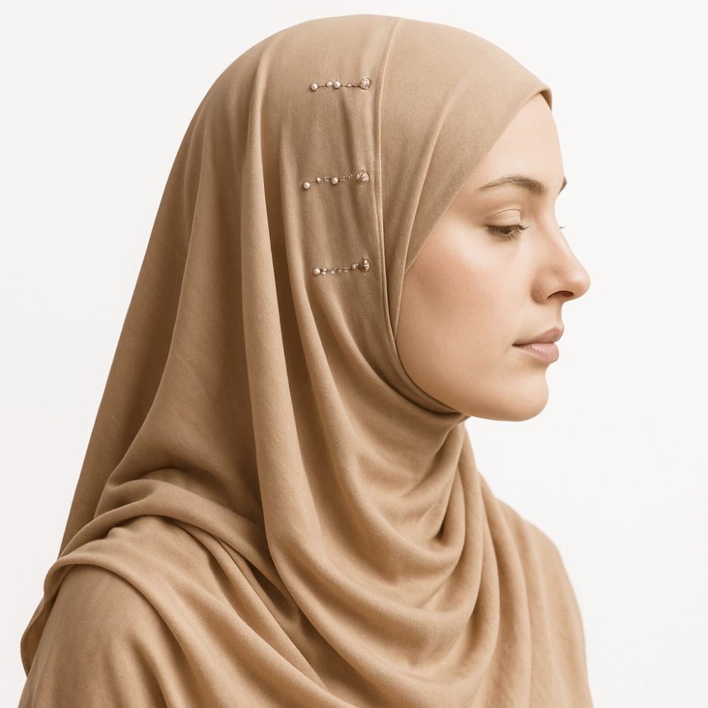 Hijab Prêt-à-Porter en Crêpe – Taupe – Facile à Enfiler