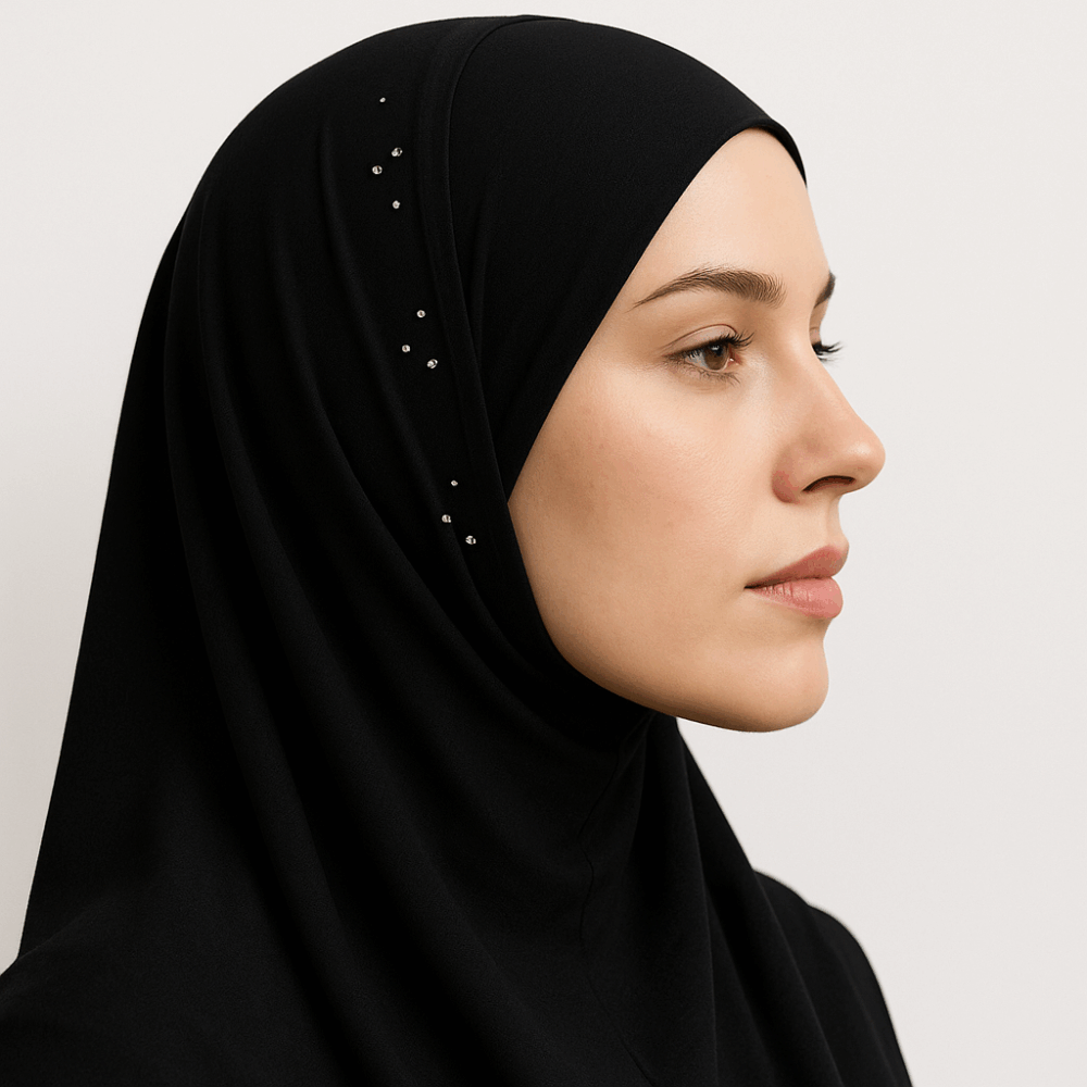 Hijab Prêt à Porter en Crêpe – Noir