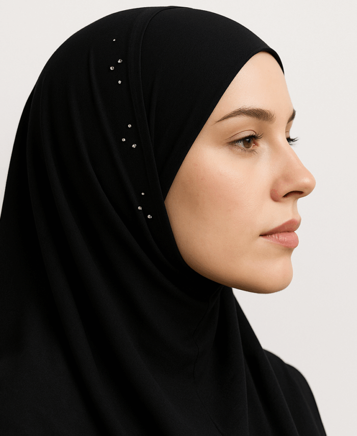 Hijab Prêt à Porter en Crêpe – Noir