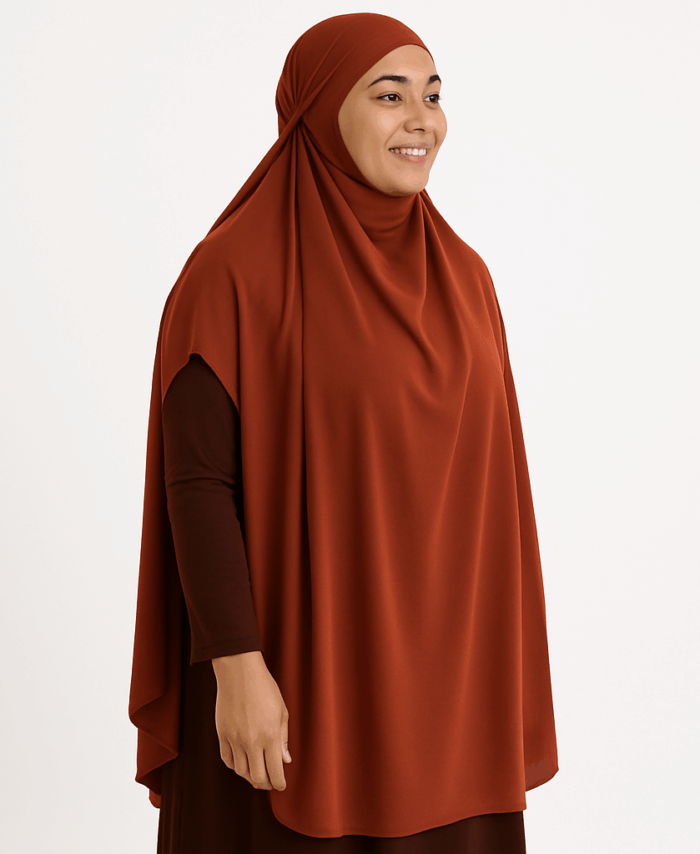 Cape de Prière Longue – Hijab avec Fentes Latérales – Marron Ambre