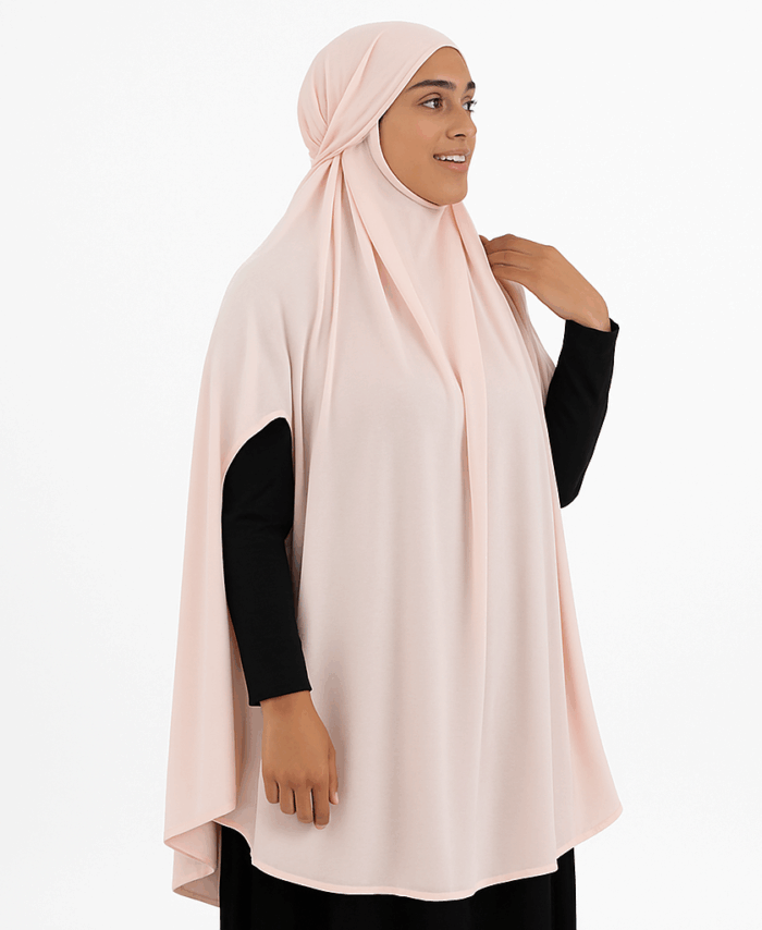 Cape de Prière Longue – Hijab avec Fentes Latérales – Saumon Pastel