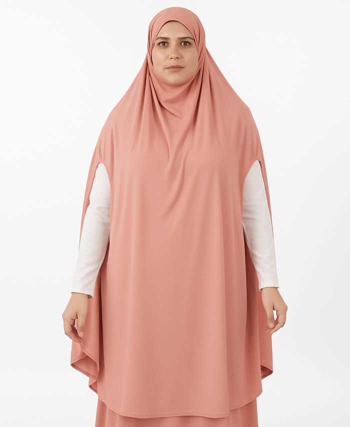 Cape de Prière Longue – Hijab avec Fentes Latérales – Vieux Rose