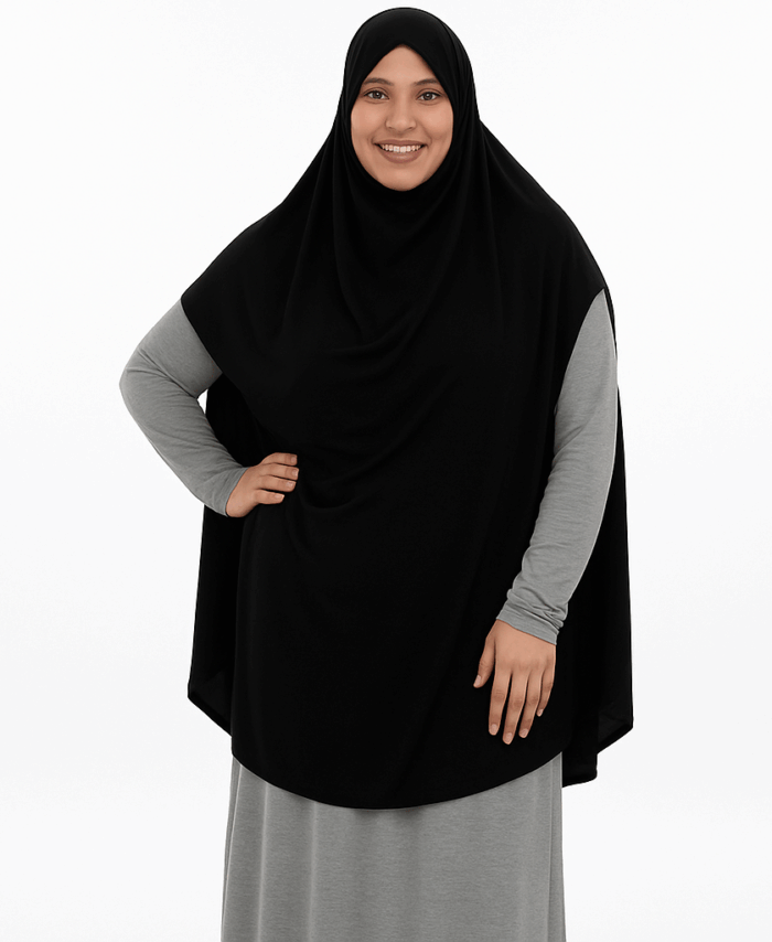 Cape de Prière Longue – Hijab avec Fentes Latérales – Noir