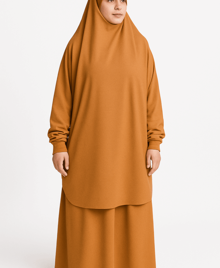 Jilbab 2 Pièces Best Ummah – Cape Bandeau Intégré & Jupe Évasée – Brique