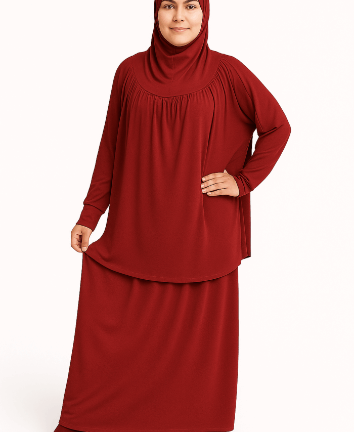 Jilbab Sport Ample 2 Pièces – Best Ummah – Rouge Bordeaux