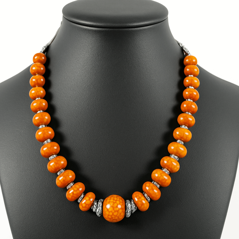 Collier Ethnique Artisanal Marocain – Pierres Orange