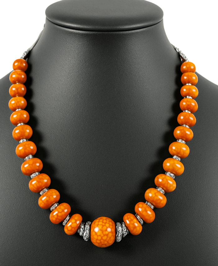 Collier Ethnique Artisanal Marocain – Pierres Orange