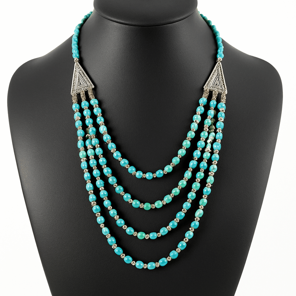 Collier Ethnique Artisanal Marocain – Pierres Turquoise