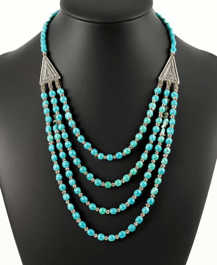 Collier Ethnique Artisanal Marocain – Pierres Turquoise