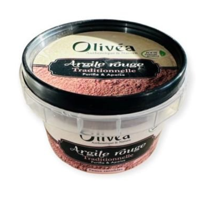 Argile Rouge Traditionnelle 100% Naturelle - Olivéa | Pot de 200g en Poudrev