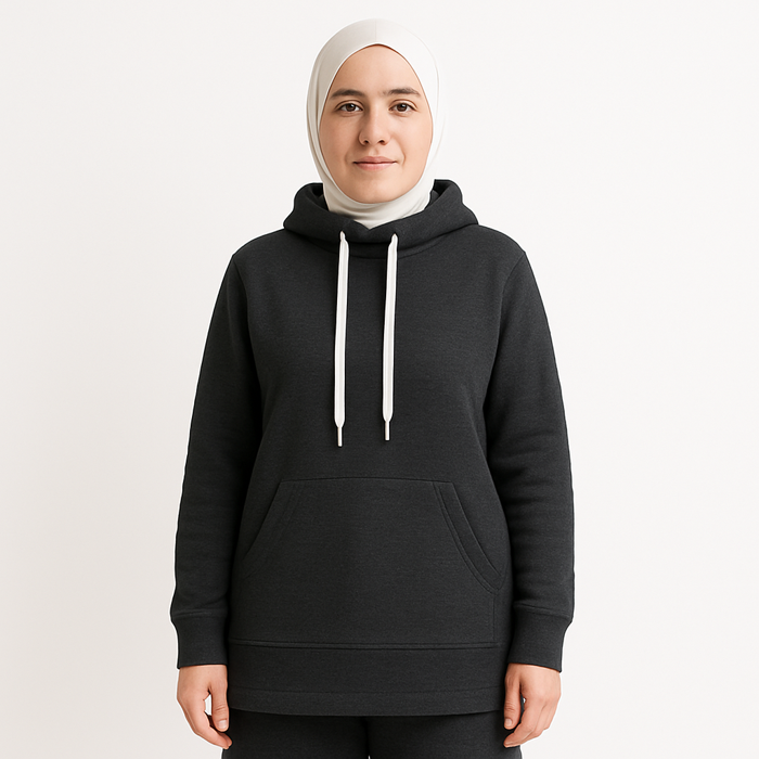 Ensemble Sport-Hijab Décontracté – Sweat & Pantalon Anthracite